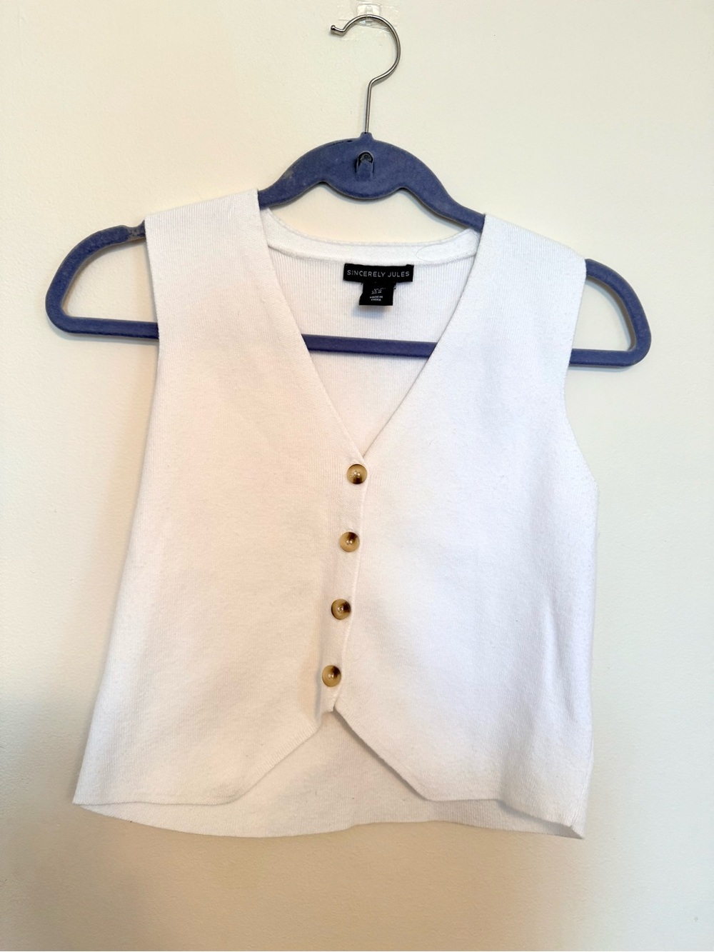 White Button Front Knit Vest